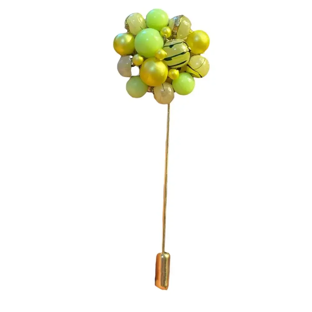 Lime Green & Yellow Bead Cluster Stick Pin Handmade from Single Vintage Earring